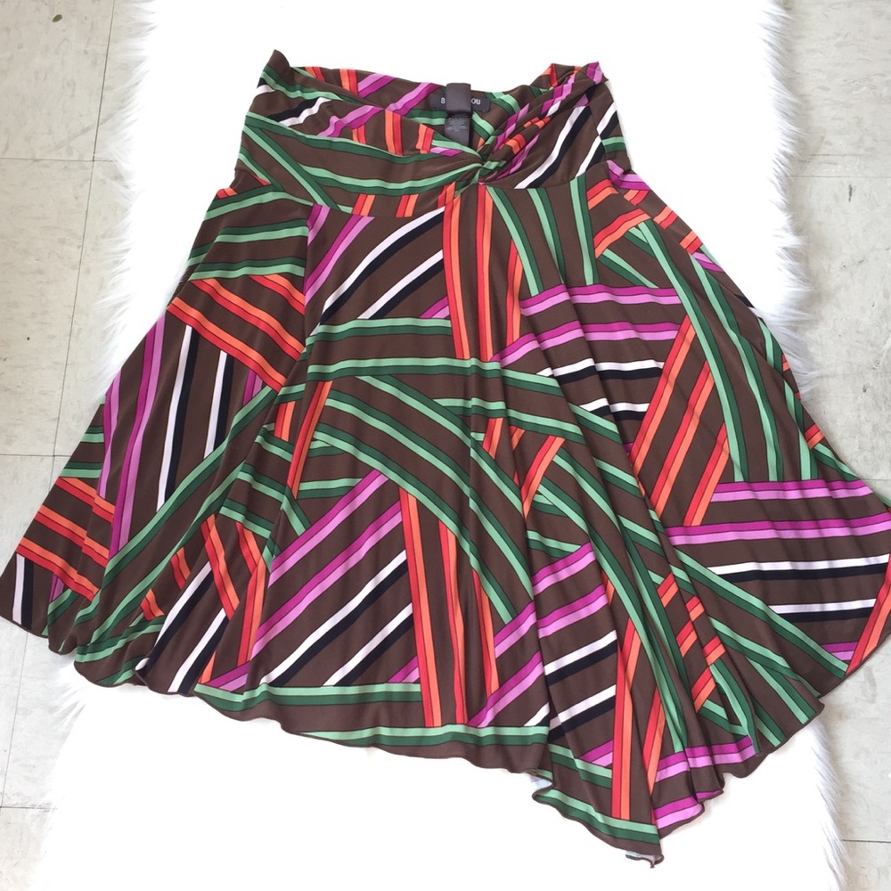 Bisou Bisou Women Skirt Size Large Colorful Stripes Falda de mujer